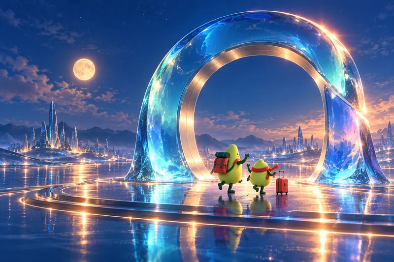 Imagined blue-glass night out with the Awayfolk companions, created with AI